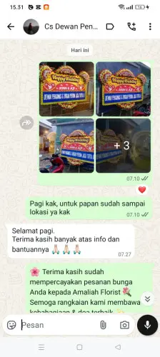Testimonial Papan Bunga Pernikahan cikampek