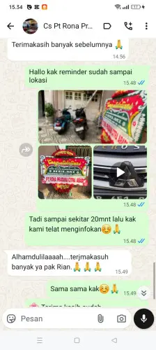 Testimonial Papan Bunga cikampek